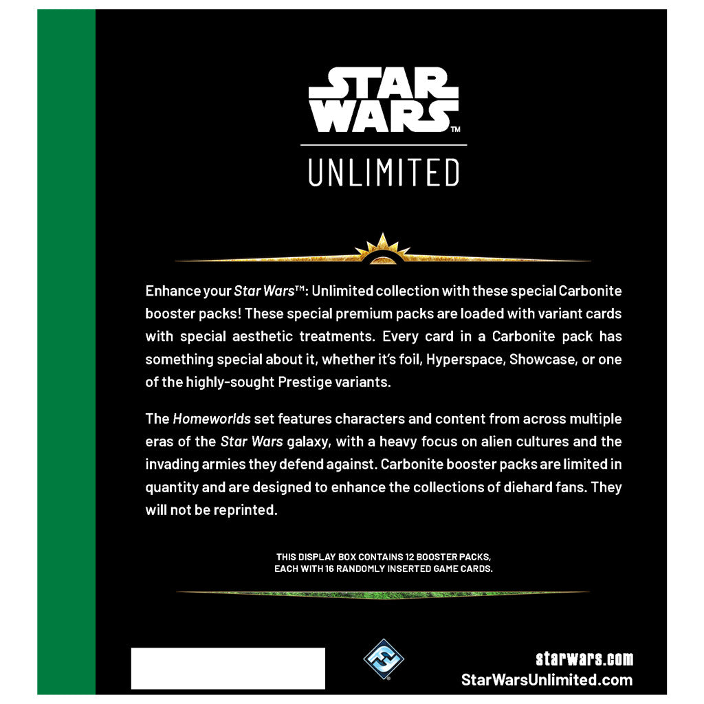 PREVENTA: Star Wars Unlimited – Homeworlds Carbonite Booster Display Ingles