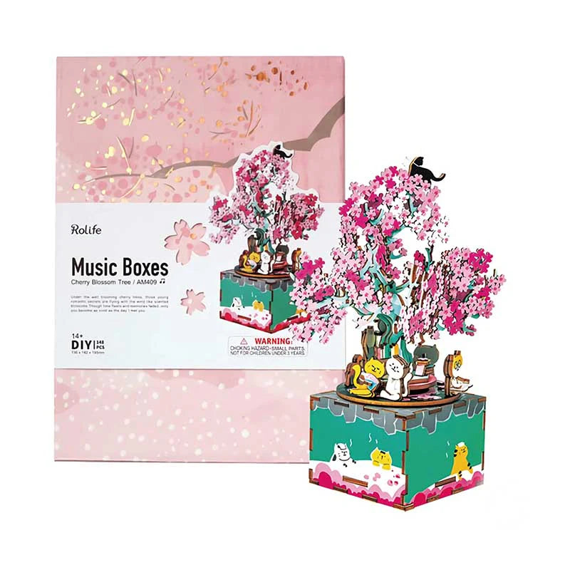 Arbol de Gatos Cerezo Florido STEM Caja Musical Robotime