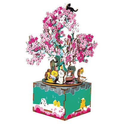 Arbol de Gatos Cerezo Florido STEM Caja Musical Robotime